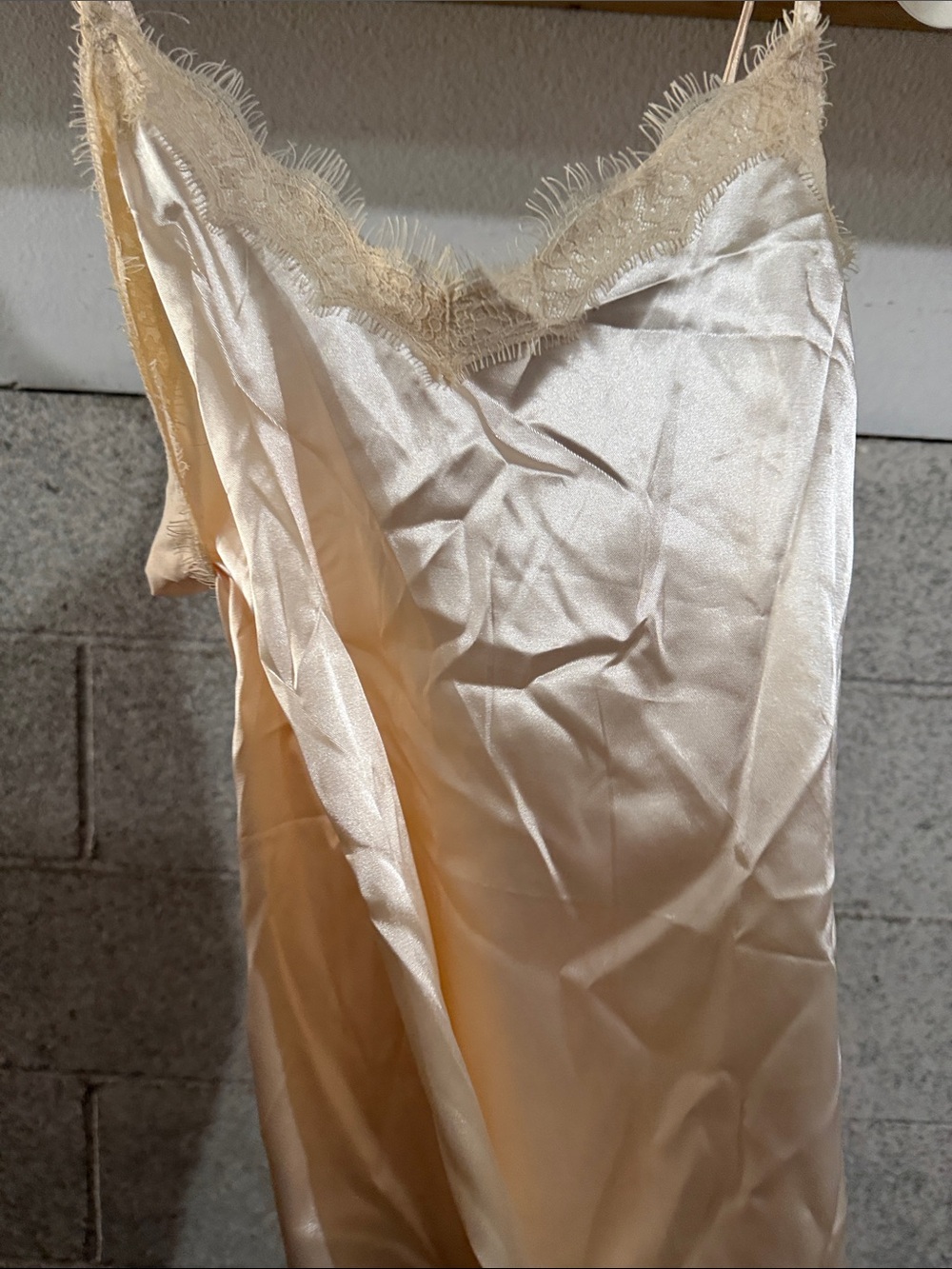 Silky Lace-Trim Slip Dress - Cream